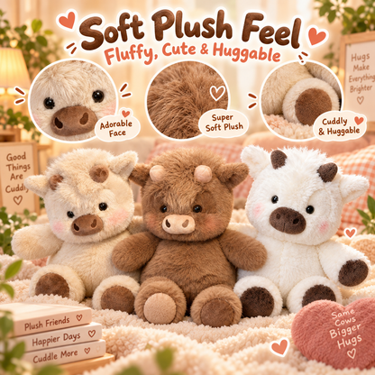 🐮 45CM Fluffy Cow Plush – Super Soft, Huggable & Perfect for Gifting 🎁