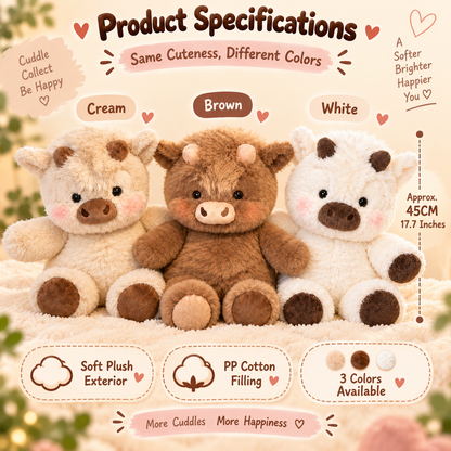 🐮 45CM Fluffy Cow Plush – Super Soft, Huggable & Perfect for Gifting 🎁