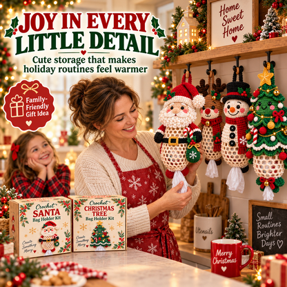 🎄 Christmas Crochet Bag Holder DIY Kit – Cute & Functional Handmade Holiday Storage Decor 🎁