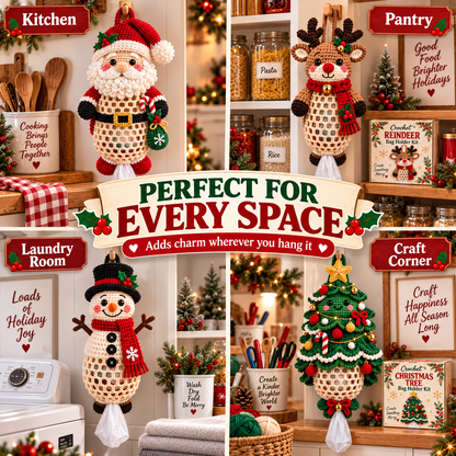 🎄 Christmas Crochet Bag Holder DIY Kit – Cute & Functional Handmade Holiday Storage Decor 🎁