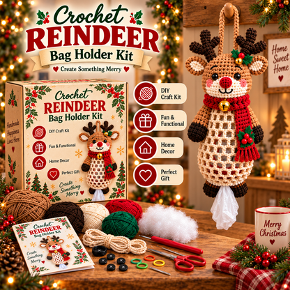 🎅Christmas Crochet Bag Holder DIY Kit – Cute & Functional Handmade Holiday Storage Decor 🎄