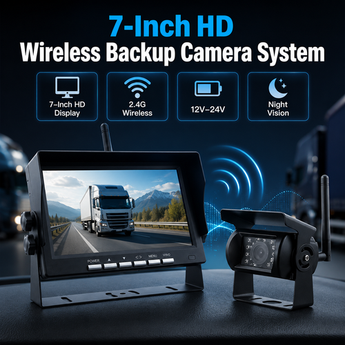 🔥Hot Sale ＆ 50％ Off🔥7-Inch HD Wireless Backup Camera System