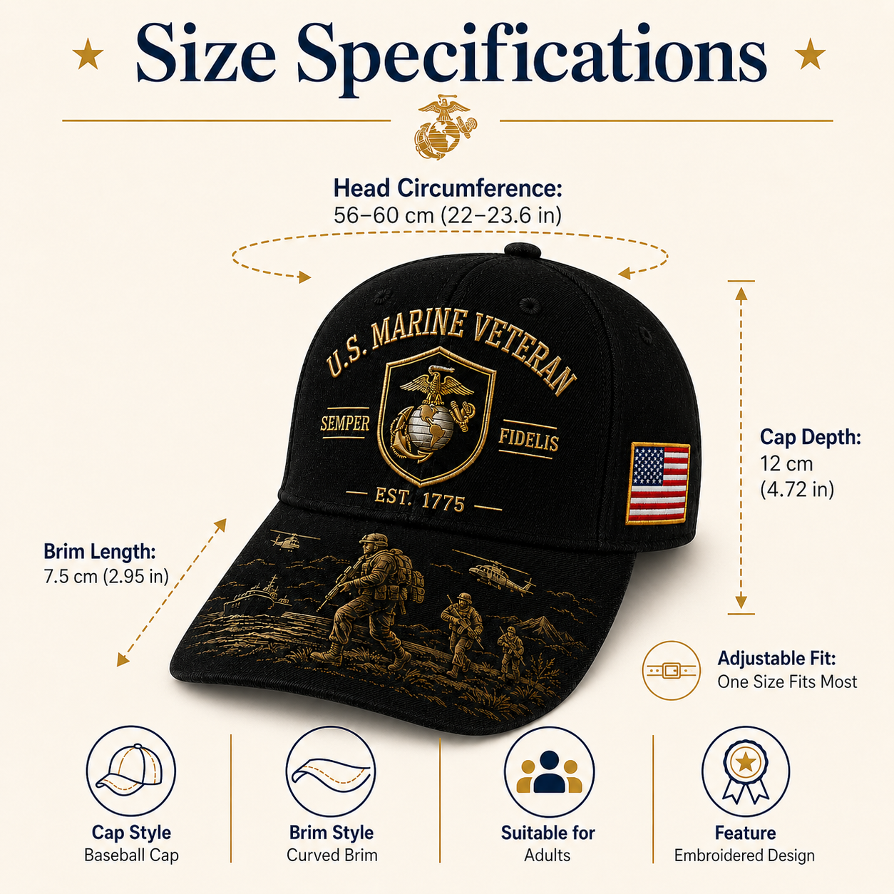 U.S. Marine Veteran Semper Fidelis Commemorative Cap 🎁
