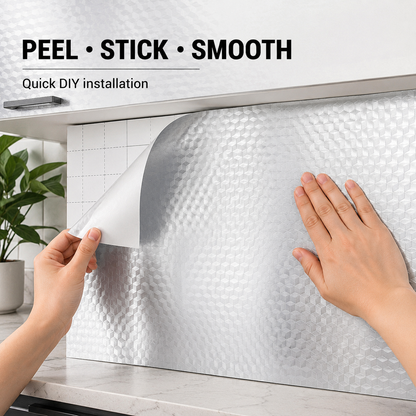 ✨Limited time 49% OFF-Stainless Steel Kitchen Oil-Proof Adhesive Wallpaper Roll