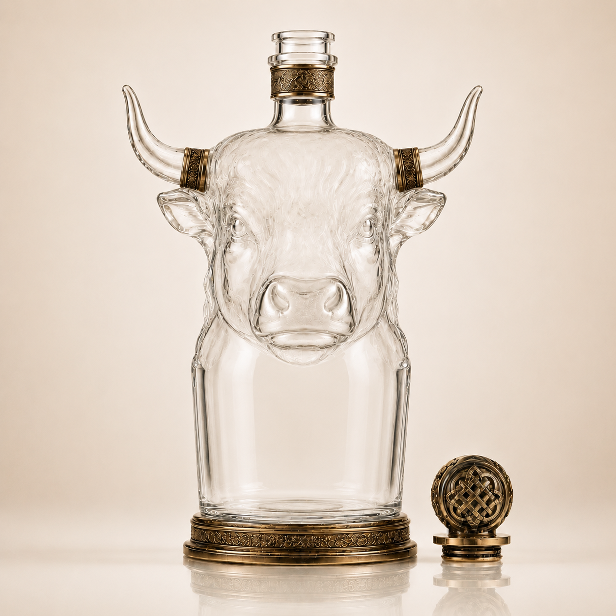 🔥Last Day 60% OFF🐮🥃Highland Cow Private Cask 21 Years Cow Head Shaped Scotch Whisky Bottle