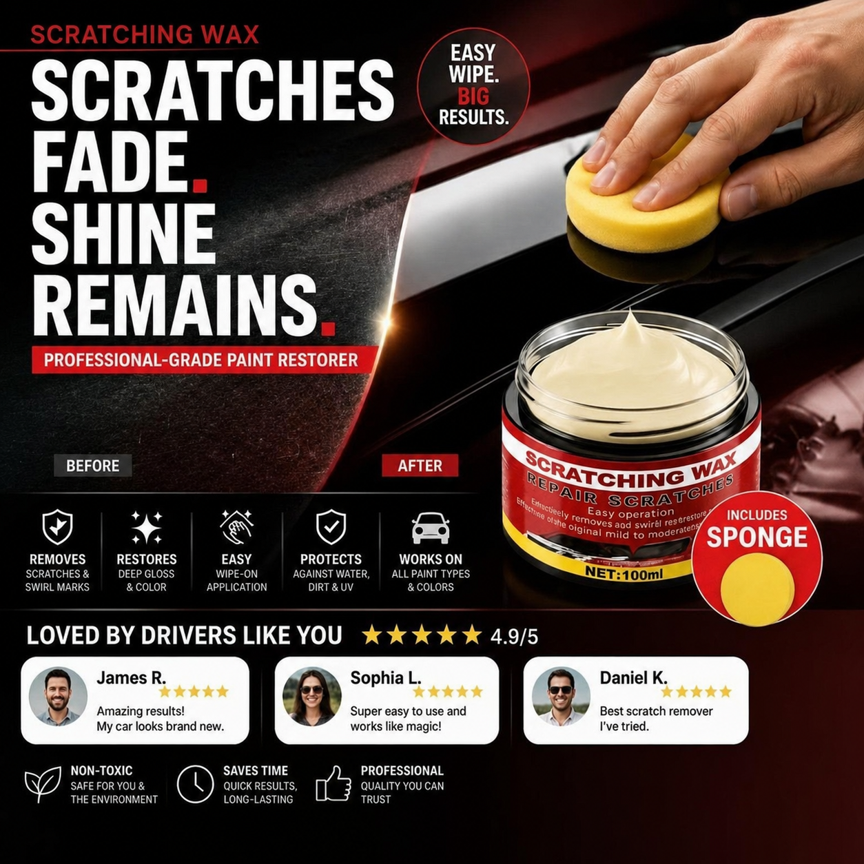 LAST DAY 60% OFF🔥Ultimate Car Scratch Remover Wax🚗