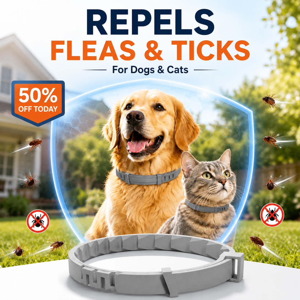 🐶50% OFF TODAY🛡️Adjustable Flea & Tick Collar for Dogs & Cats