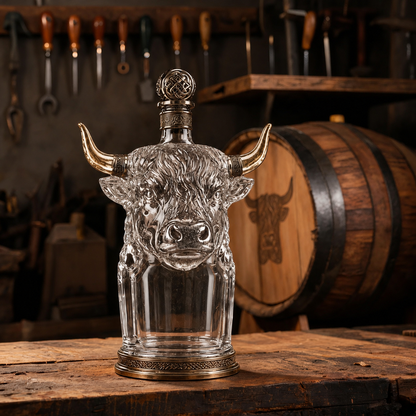 🔥Last Day 60% OFF🐮🥃Highland Cow Private Cask 21 Years Cow Head Shaped Scotch Whisky Bottle