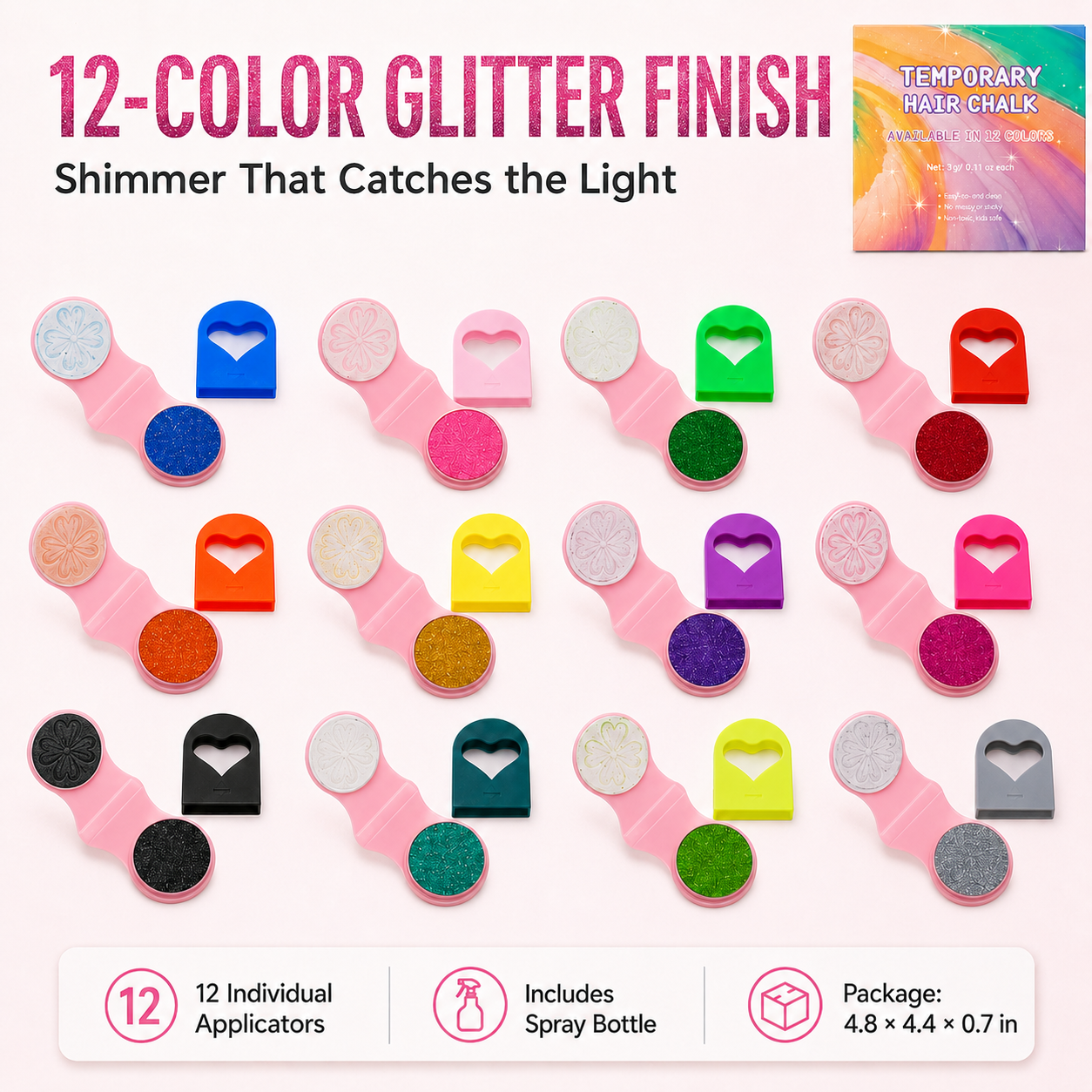 🔥 Last Day 49% OFF-🌈 12-Color Temporary Hair Chalk Applicator Set