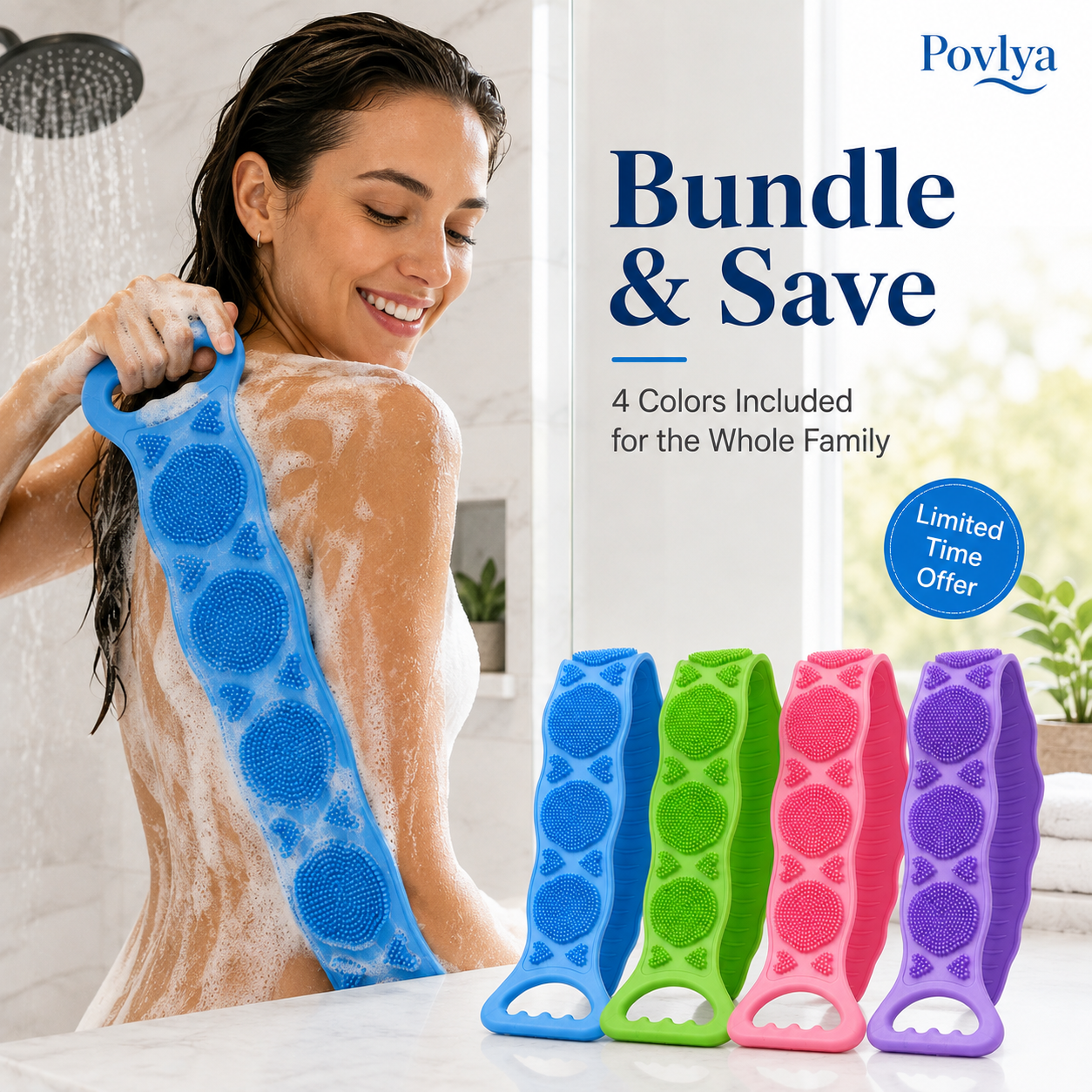 🔥49% OFF🌈 4-Pack Silicone Back Scrubber Set