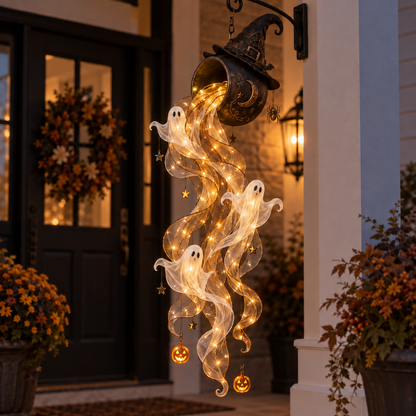👻 Ghostly Glow Witch’s Cauldron Light – Magical Halloween Hanging Decor 🎃