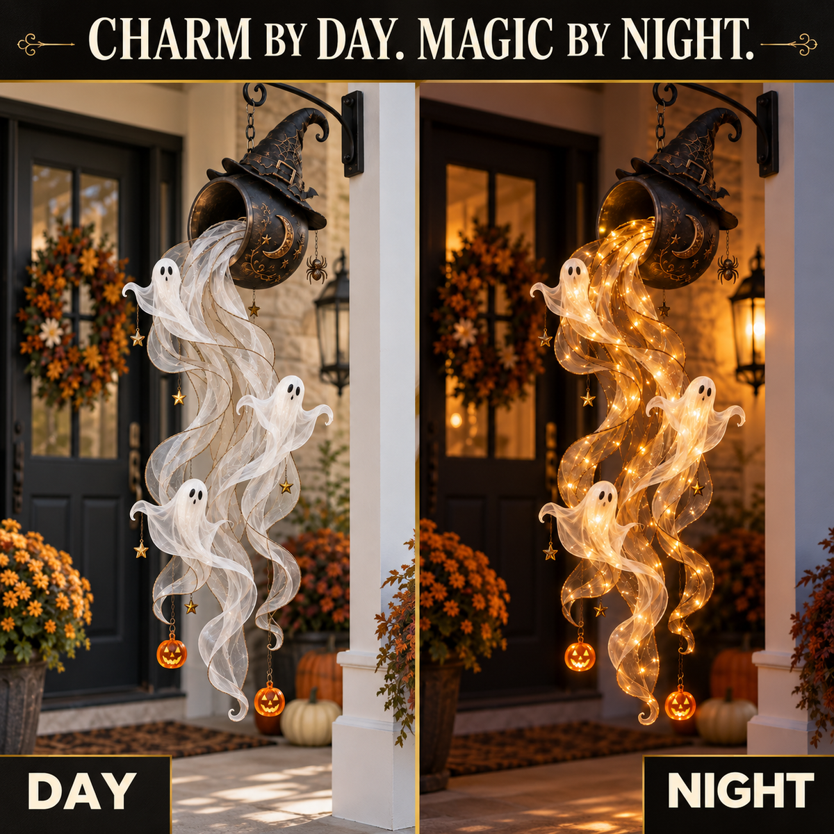 👻 Ghostly Glow Witch’s Cauldron Light – Magical Halloween Hanging Decor 🎃