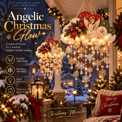 🪽✨ Angelic Christmas Snowfall Cloud – Lighted Hanging Holiday Decor☁️