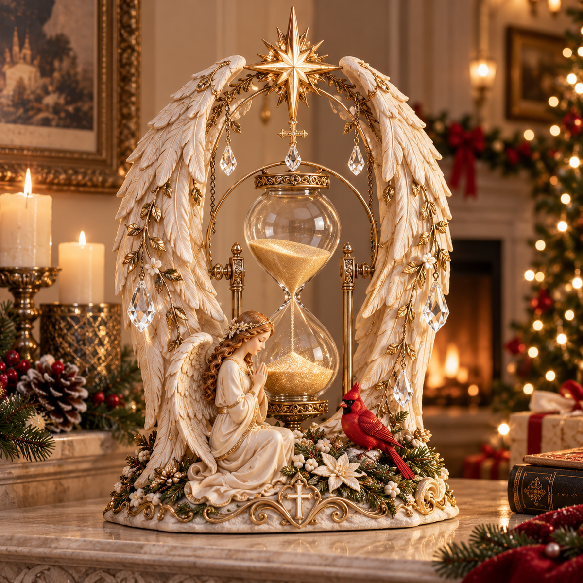 ✨ Heavenly Angel Hourglass Christmas Centerpiece 🎄 – A Timeless Symbol of Faith, Hope & Love🪽