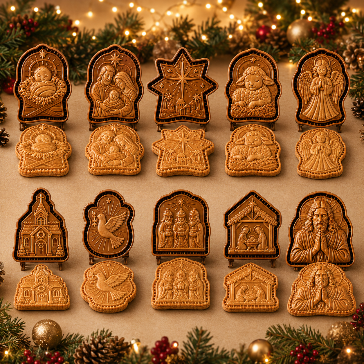 🔥HOT SALE 49% OFF✝️ Faith & Nativity Christmas Mini Pie Mold Collection | Reusable Embossed Molds for Shaping Detailed Praying Jesus, Nativity Stable and so on Pies🥧✨