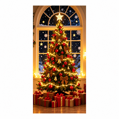 ✨🦌Christmas Door Cover - Stretch Fit Santa & Reindeer Door Decoration with 4-Side Elastic Edges🎅
