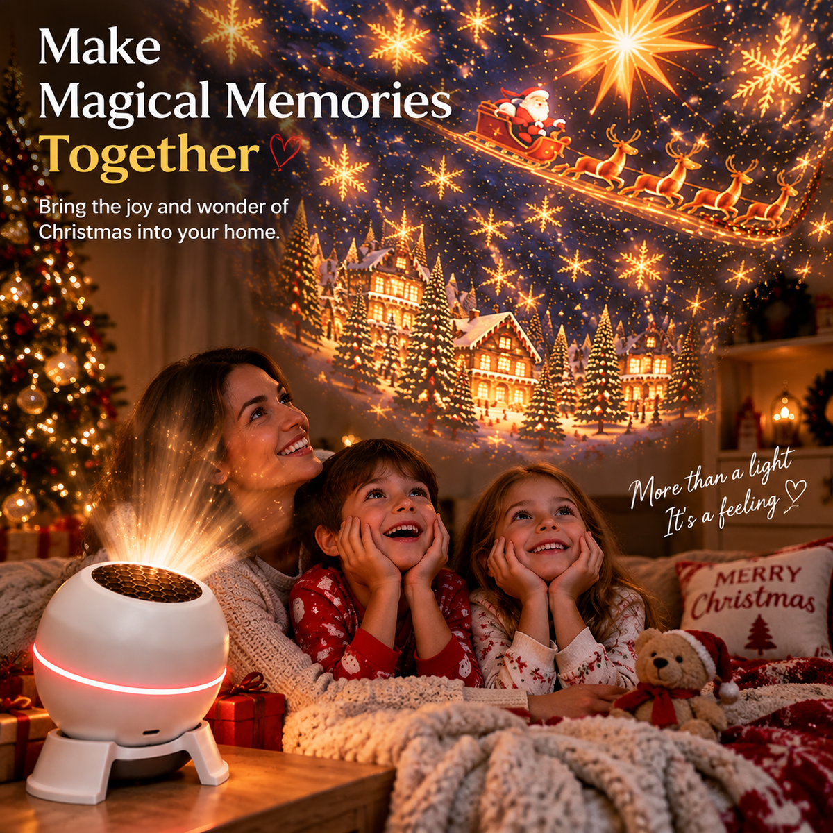 🔥LAST DAY 49% OFF -🎄 Magical Christmas Projection Night Light – Transform Any Room Into A Holiday Wonderland