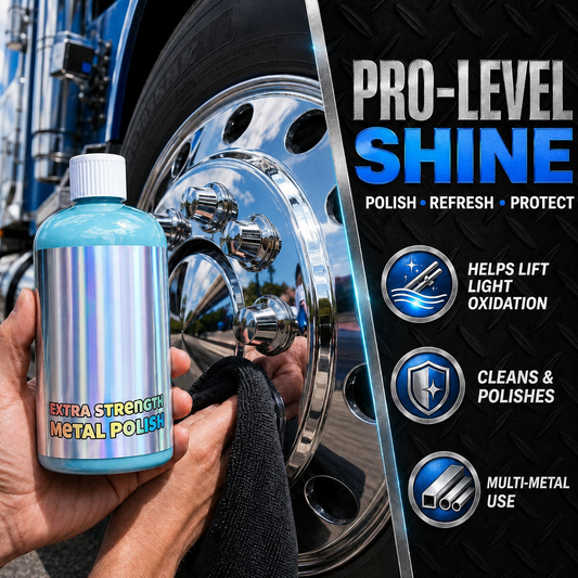 🚗All-in-one Metal Polish Kit – 16oz High-Performance Cleaner with Microfiber & Denim Rags