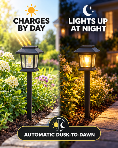 ☀️ Upgraded Vintage Solar Pathway Lights – Warm White LED Outdoor Garden & Walkway Lighting ✨