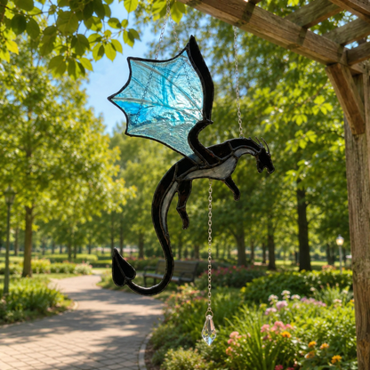🐉 Flying Dragon Stained Glass Style Acrylic Suncatcher | Hanging Window Decor
