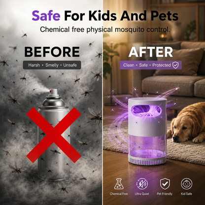 🔥 Quiet UV Mosquito Trap – Chemical-Free & Safe for Kids & Pets🦟