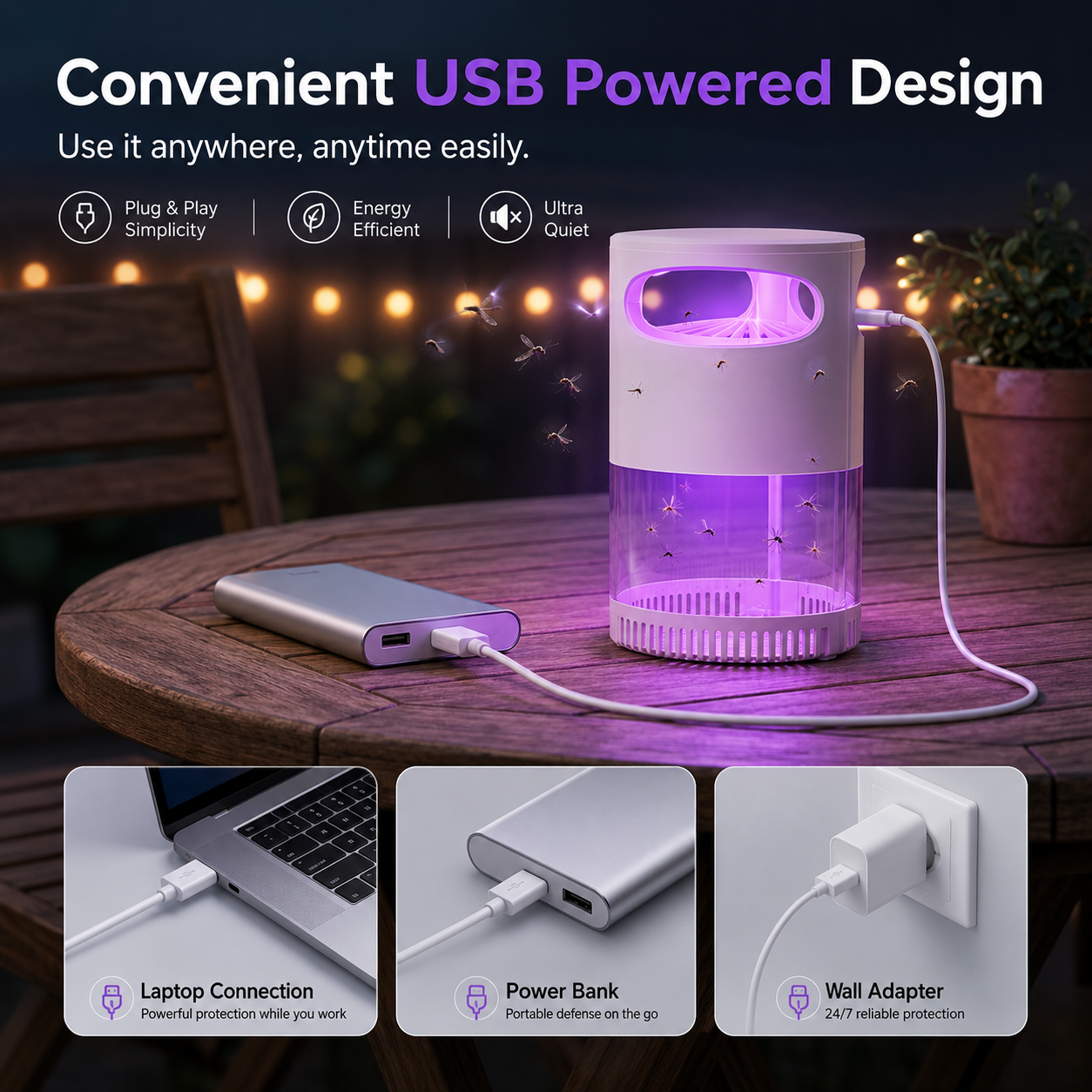 🔥 Quiet UV Mosquito Trap – Chemical-Free & Safe for Kids & Pets🦟