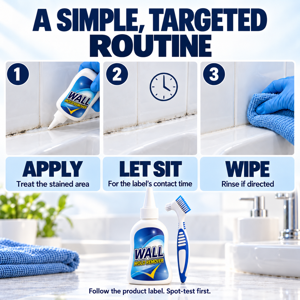🧼 Mold & Mildew Stain Remover Gel – For Grout, Caulk & Seals ✨