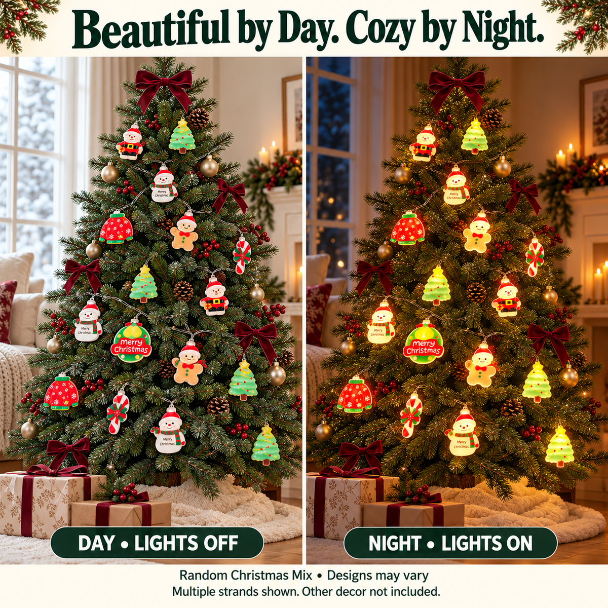 🎄 Christmas Cheer LED String Lights – A Cozy Holiday Glow for Trees, Mantels & More ✨