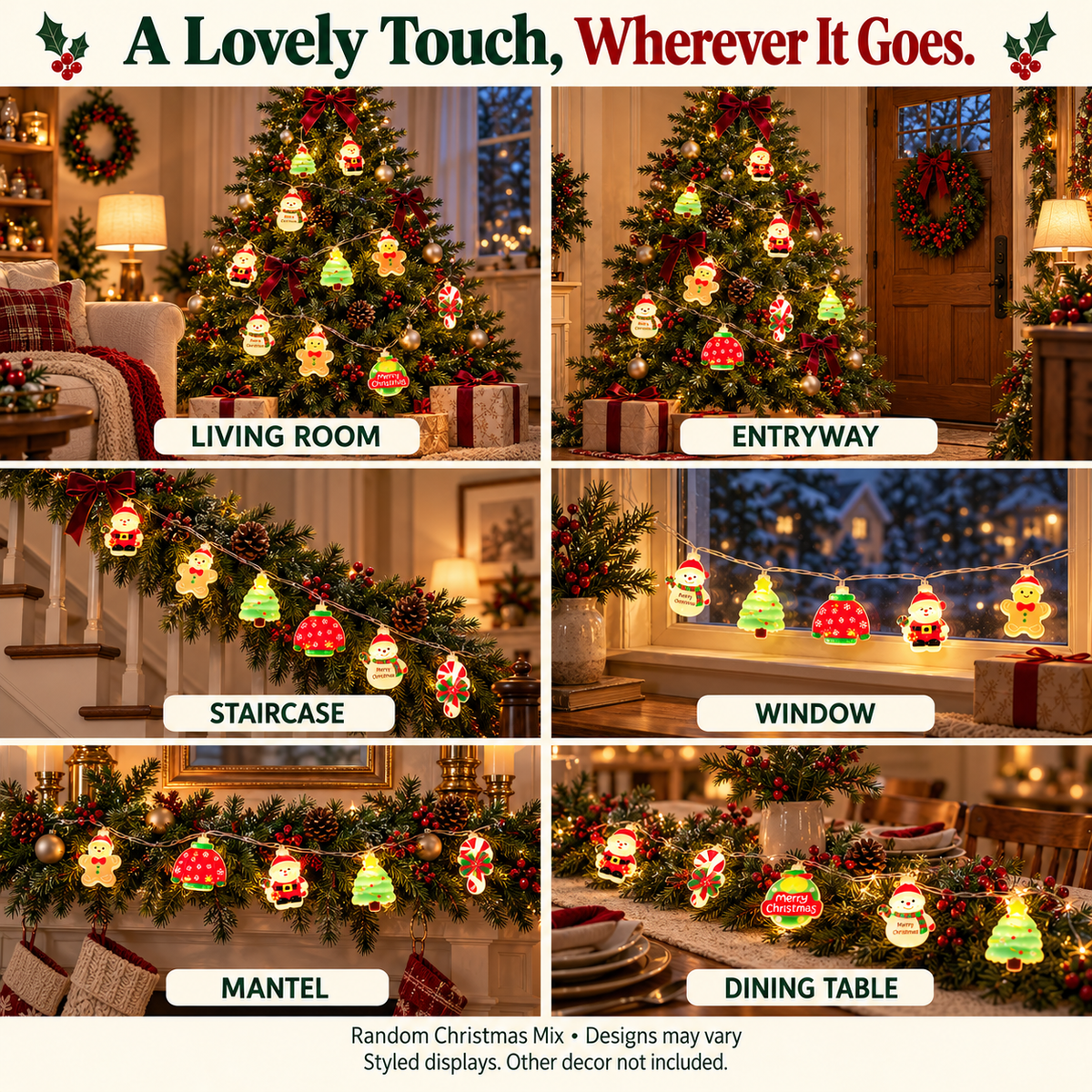 🎄 Christmas Cheer LED String Lights – A Cozy Holiday Glow for Trees, Mantels & More ✨