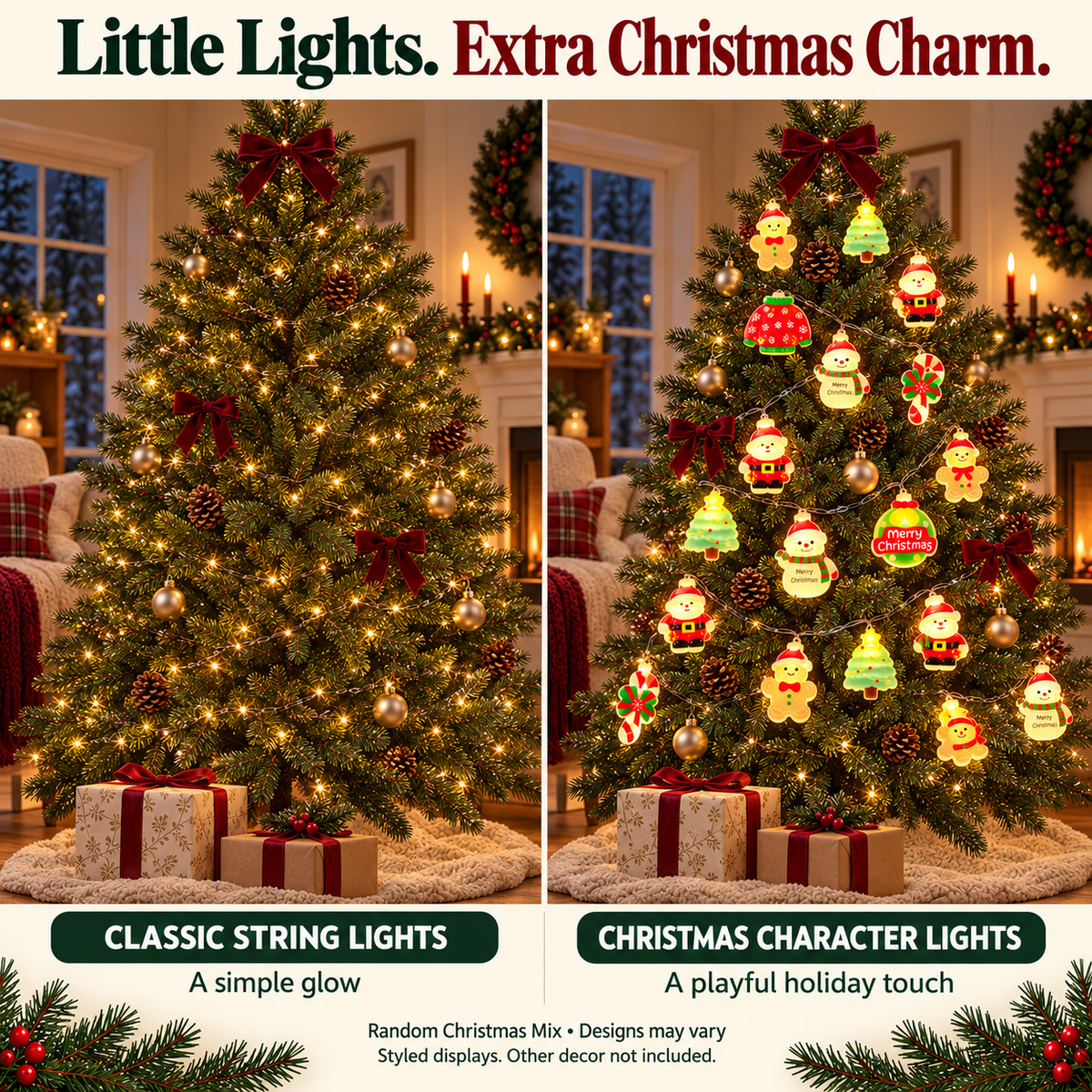 🎄 Christmas Cheer LED String Lights – A Cozy Holiday Glow for Trees, Mantels & More ✨