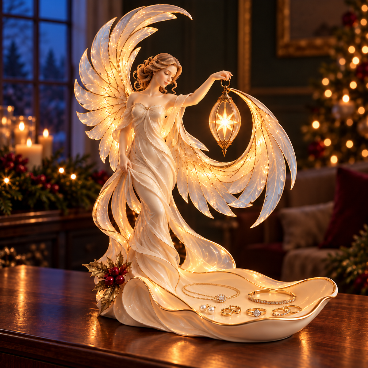 ✨ Starlight Angel Jewelry Tray Lamp – Christmas Home Décor 🎄
