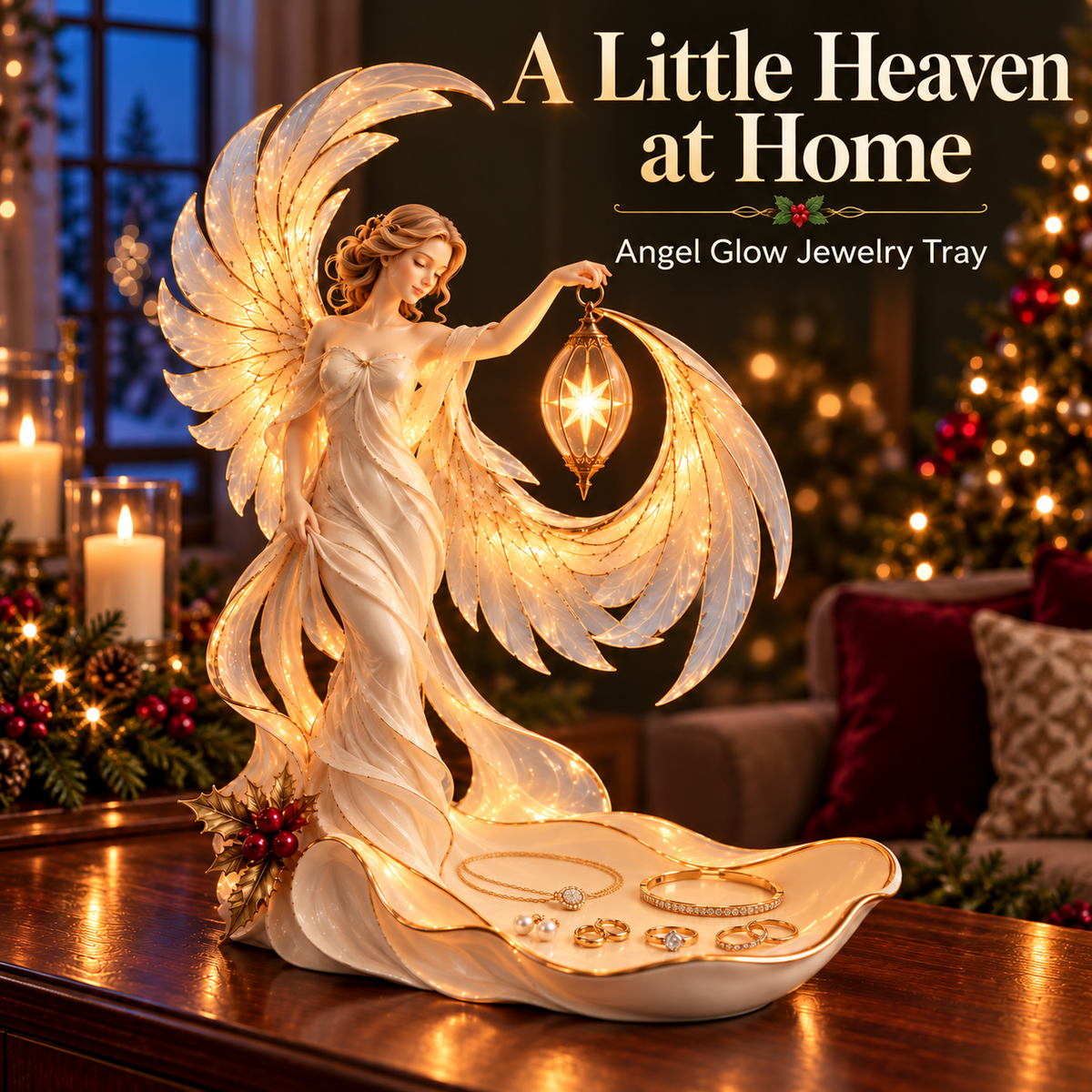 ✨ Starlight Angel Jewelry Tray Lamp – Christmas Home Décor 🎄