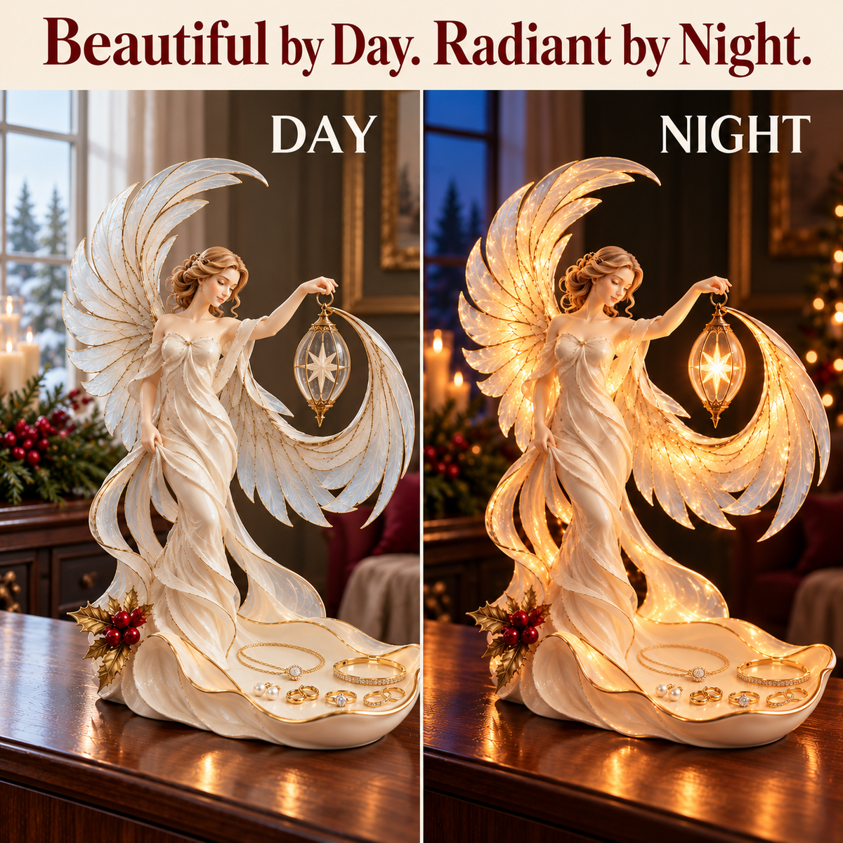 ✨ Starlight Angel Jewelry Tray Lamp – Christmas Home Décor 🎄
