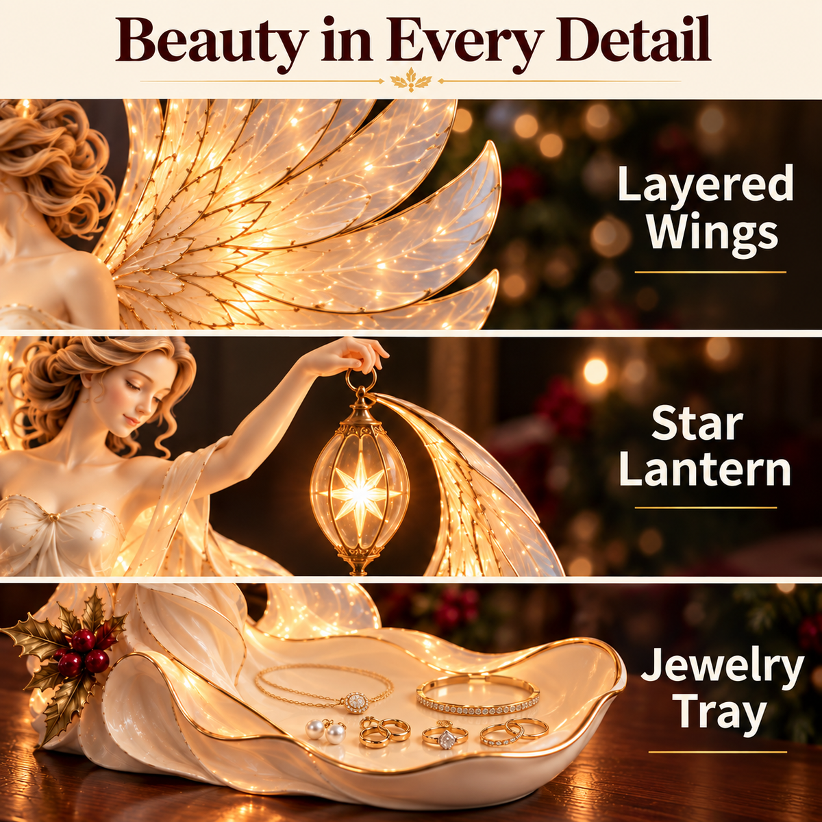 ✨ Starlight Angel Jewelry Tray Lamp – Christmas Home Décor 🎄