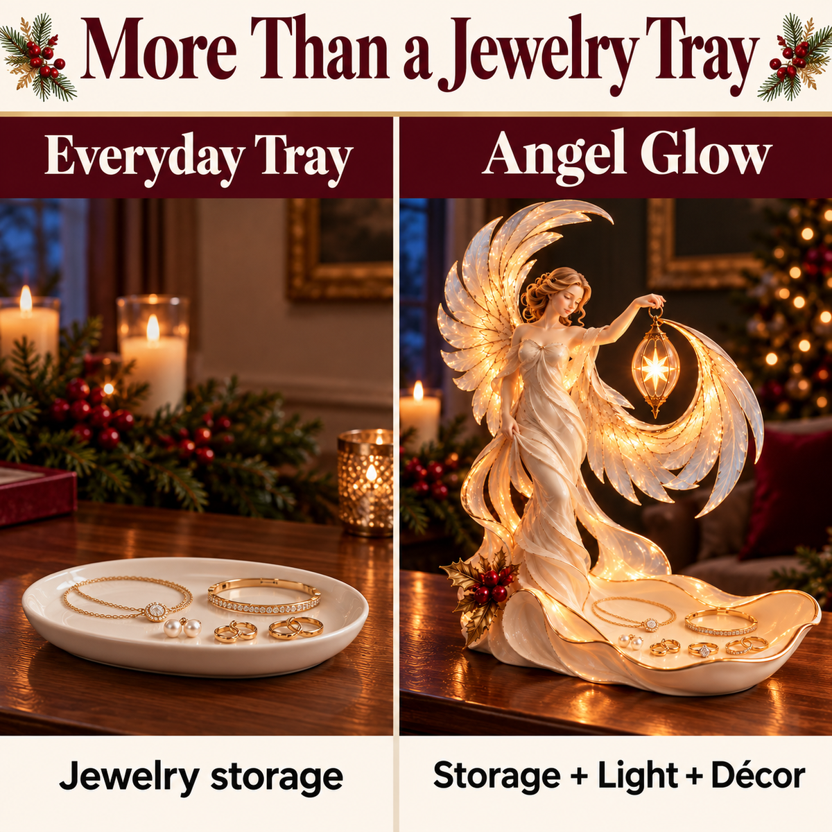 ✨ Starlight Angel Jewelry Tray Lamp – Christmas Home Décor 🎄