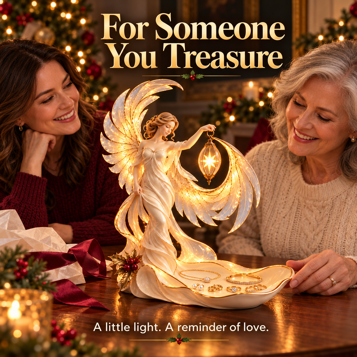 ✨ Starlight Angel Jewelry Tray Lamp – Christmas Home Décor 🎄