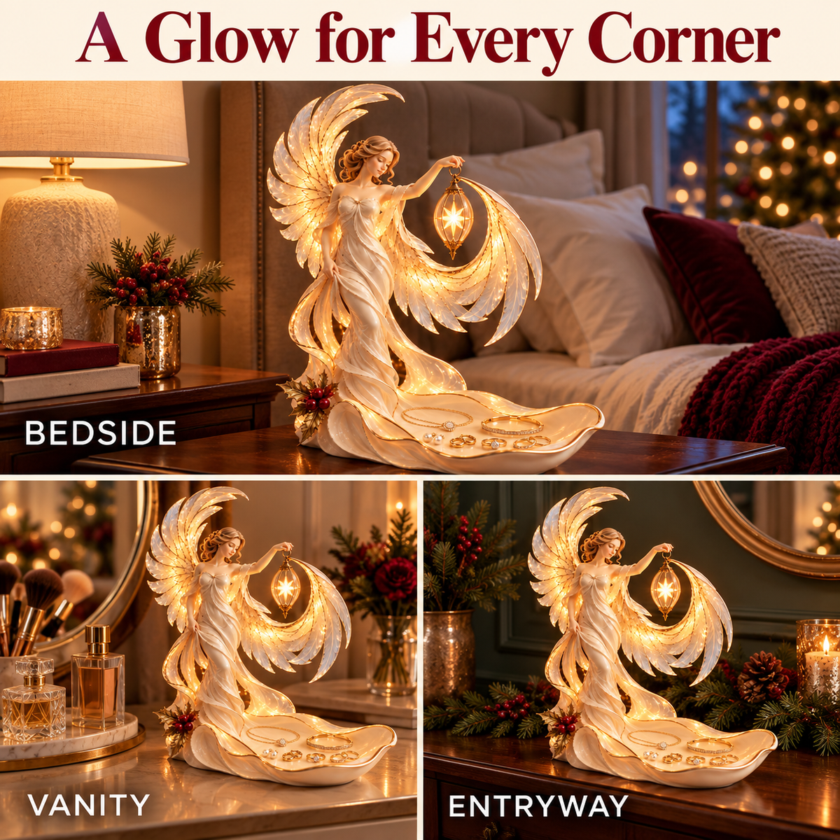 ✨ Starlight Angel Jewelry Tray Lamp – Christmas Home Décor 🎄