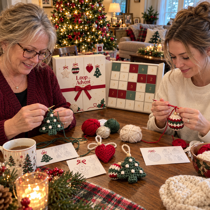 🎄 24-Day Crochet Christmas Advent Calendar – 24 Surprise DIY Ornament Kits to Make & Hang 🧶