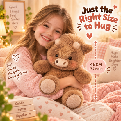 🐮 45CM Fluffy Cow Plush – Super Soft, Huggable & Perfect for Gifting 🎁