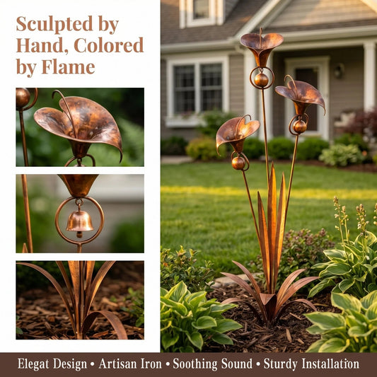 Copper Calla Lily Garden Chime Set – A Peaceful Touch for Flower Lovers 🌿🔔