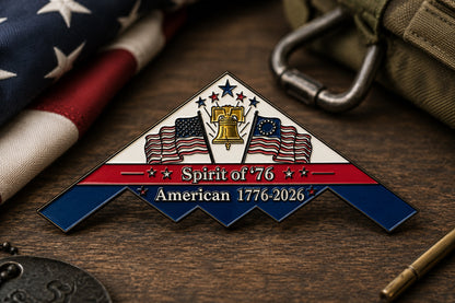 ✨Spirit of ’76 B-2 Stealth Bomber Challenge Coin – 250th Anniversary Patriotic Collectible