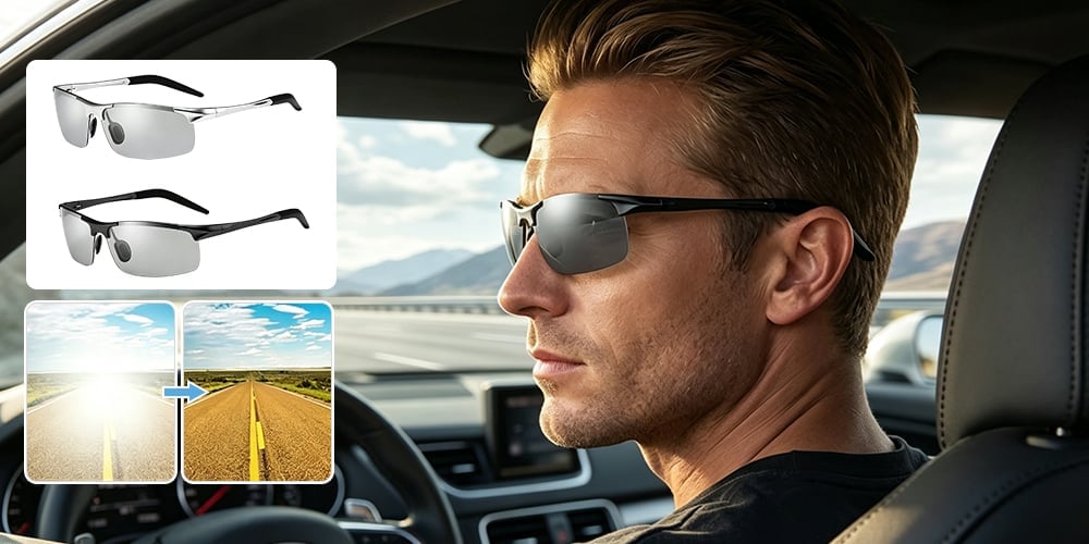 🕶️✨Photochromic Sunglasses with Anti-glare Polarized Lens