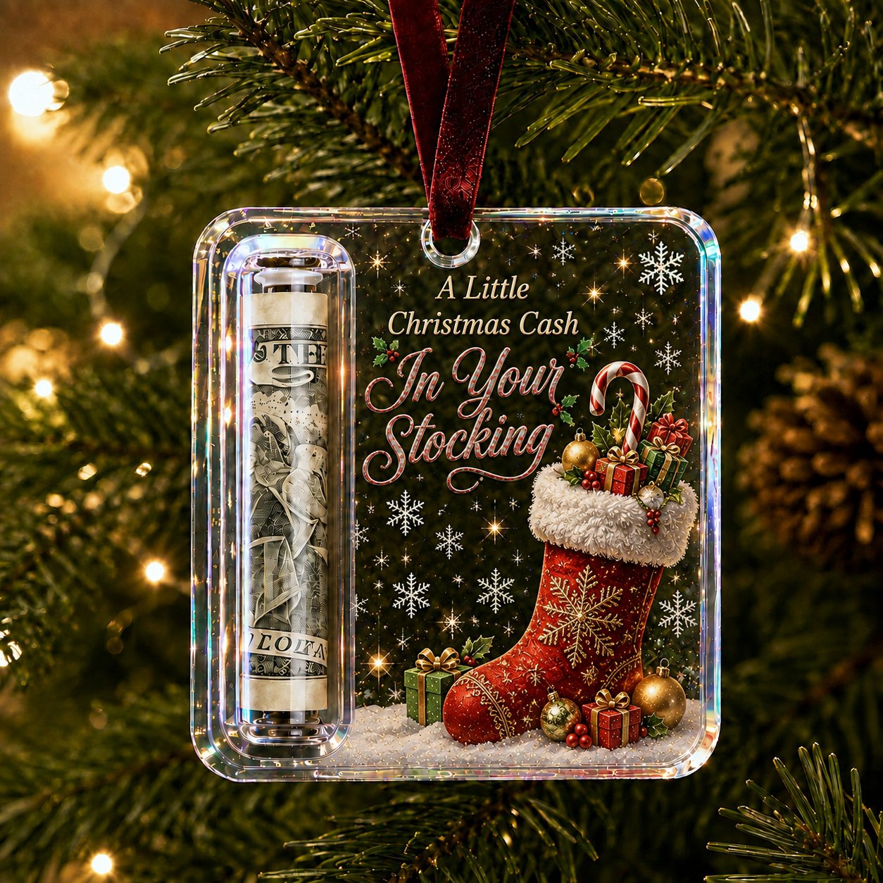 Christmas Cash Gift Ornament — Crystal Money Holder