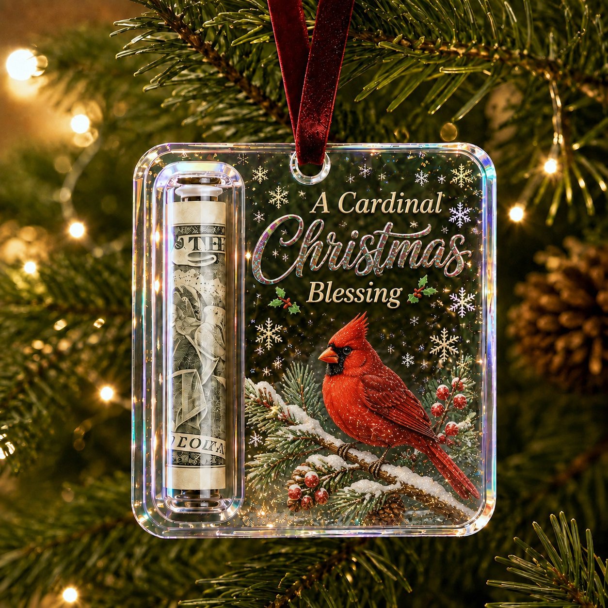 Christmas Cash Gift Ornament — Crystal Money Holder