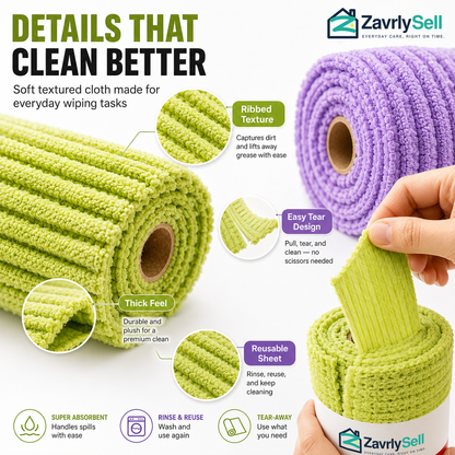 Multipurpose Reusable Tear-Off Cleaning Cloth Roll