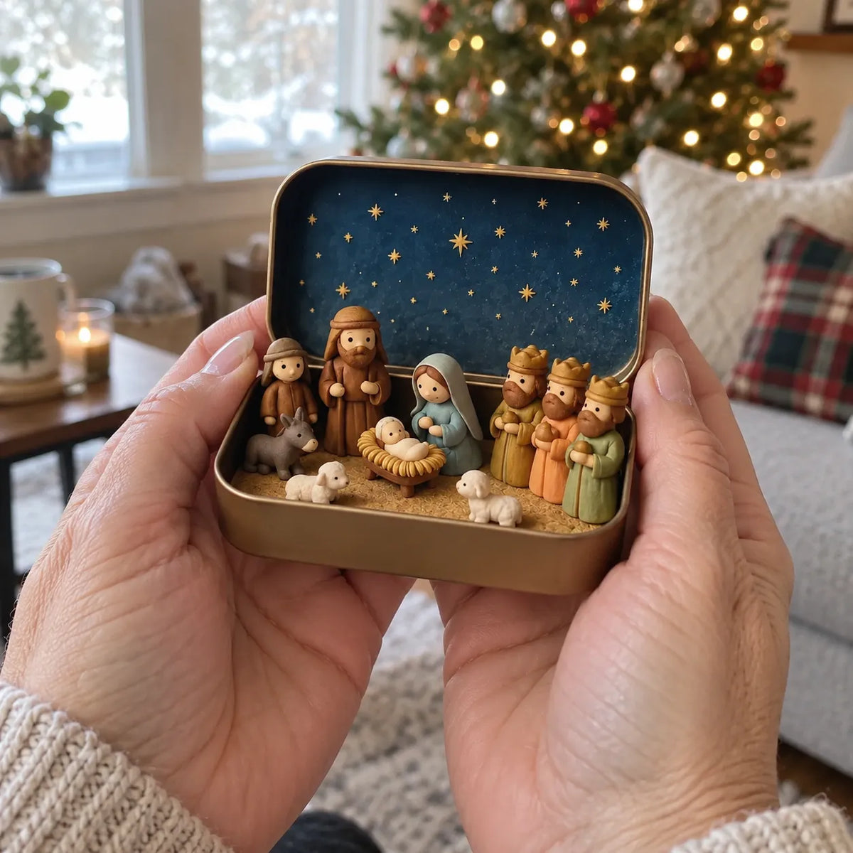 🔥Last Day 50% OFF - ✝️Religious Pocket-Size Mini Nativity Scene Set with Storage Box