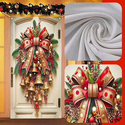 🎄 Giant Christmas Bow & Bells Door Decoration – Make Your Front Door the Star of Christmas (2D) ✨