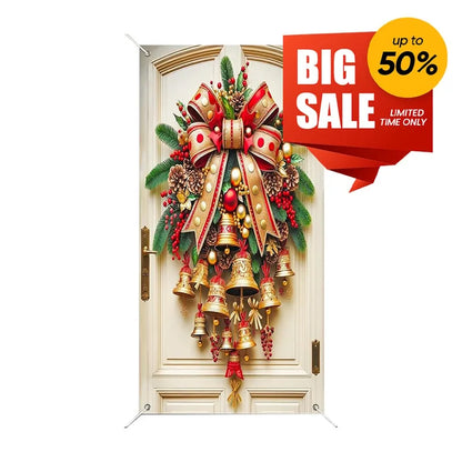 🎄 Giant Christmas Bow & Bells Door Decoration – Make Your Front Door the Star of Christmas (2D) ✨