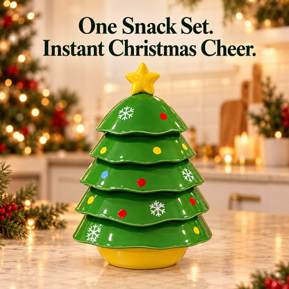 🎄🍬 Stackable Christmas Tree Serving Bowl Set 🎁❄️ | Festive Snowflake Snack Bowls in Green & Pink for Holiday Hosting ✨🏡