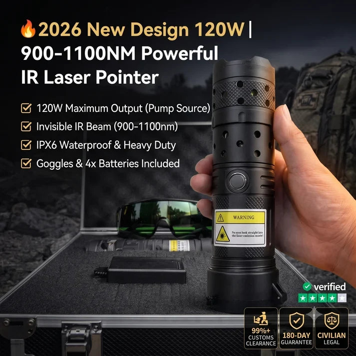 2026 New Design 120W 900-1100NM Powerful IR Laser Pointer